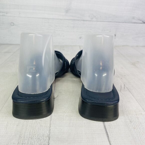 Coach Woman ARIANA Blue Leather Open Toe Low Block Heel Slide Sandals Sz 8.5 B - Picture 6 of 16